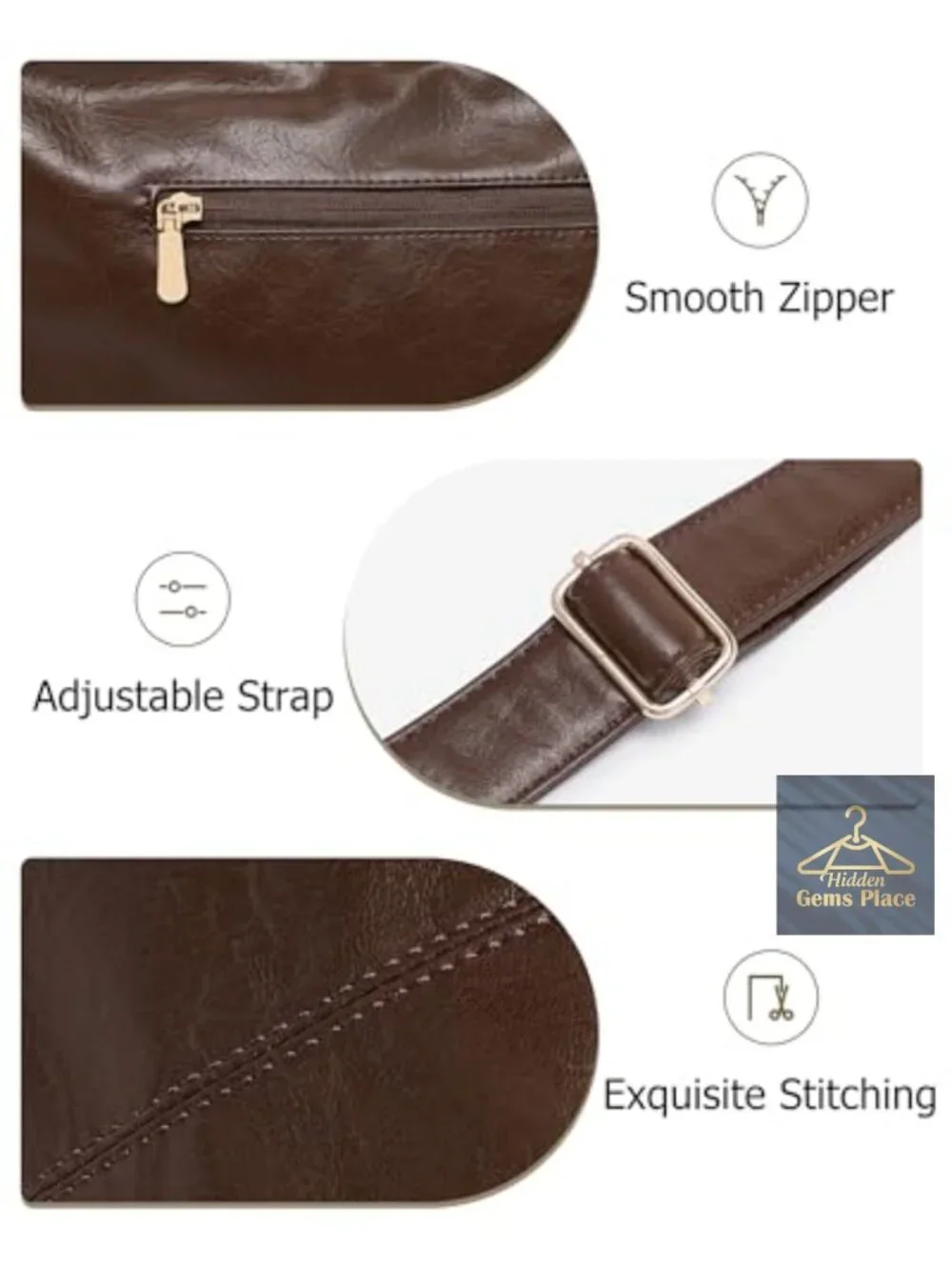 Vegan Leather Hobo Bag with Mini Purse Crossbody Tote
